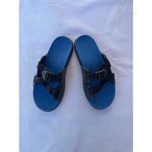 Chaco Chillos Blue Slide Summer Outdoor Sandals Size 4 Big Kids